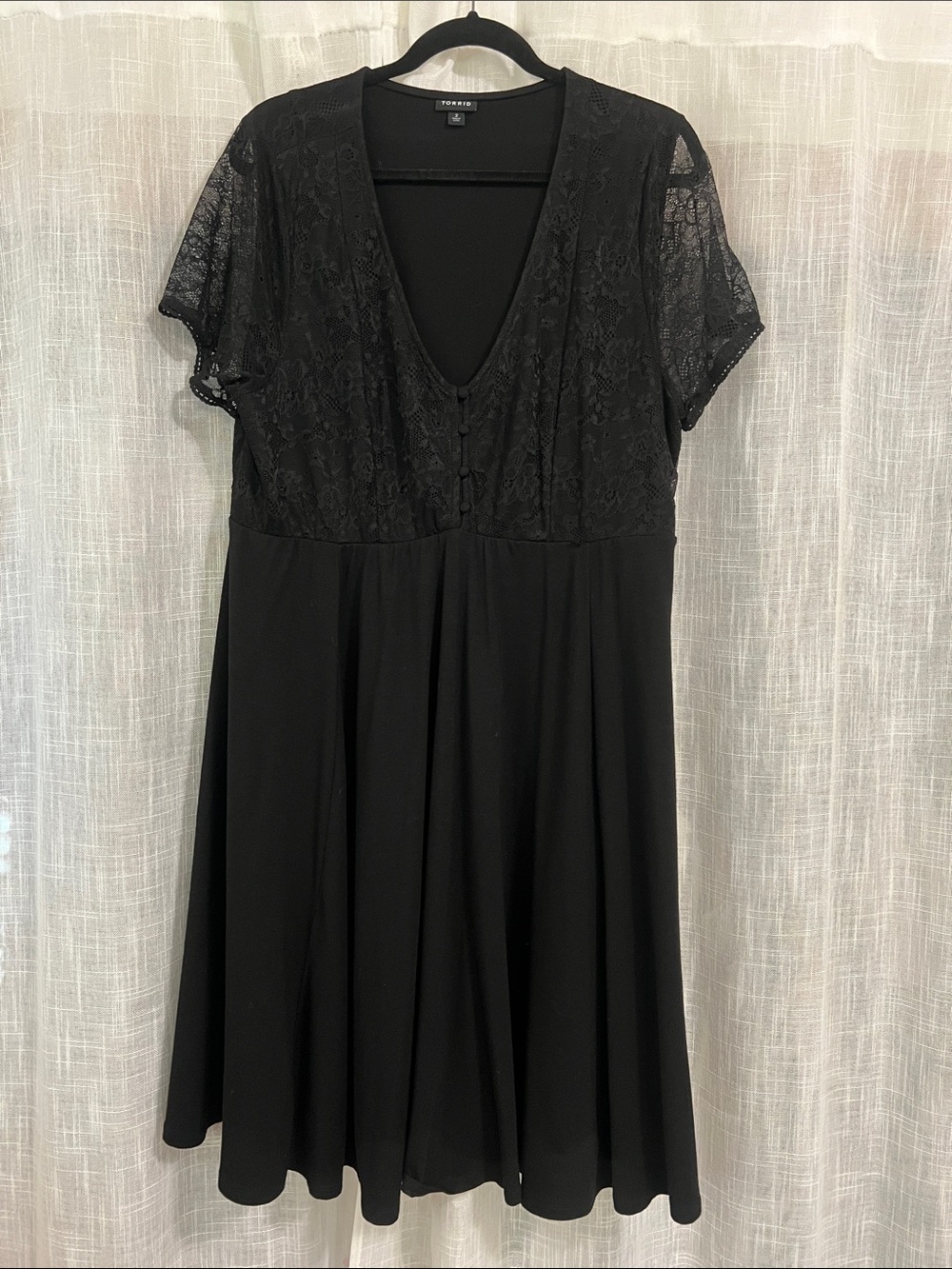 Torrid size 2 Black Lace V-Neck A-Line Midi Dress